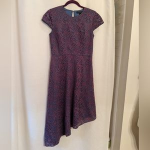 Gorgeous blue red Banana Republic asymmetrical midi dress 4